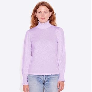 Sundry lavender smocked neck shirt